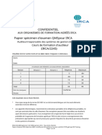 Confidentiel Papier Spécimen D'Examen Qmspour Irca (Irca/2245)