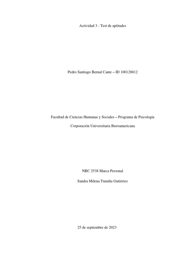 Actividad 3 - Test de Aptitudes Final | PDF