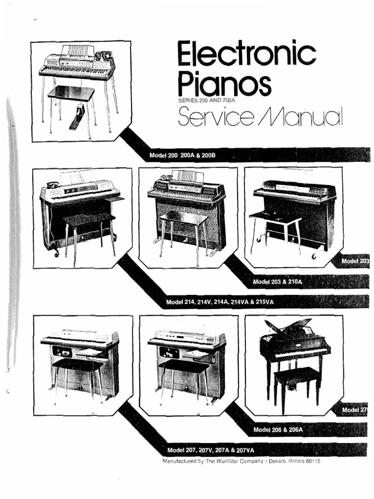 Electronic Pianos Series 200 and 200 A Service Manual PDF