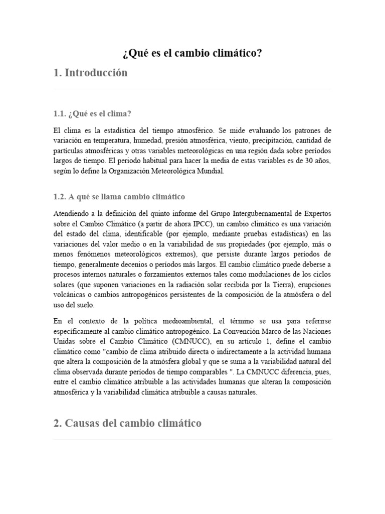 Causas y efectos del cambio climático | PDF | Gases de efecto ...