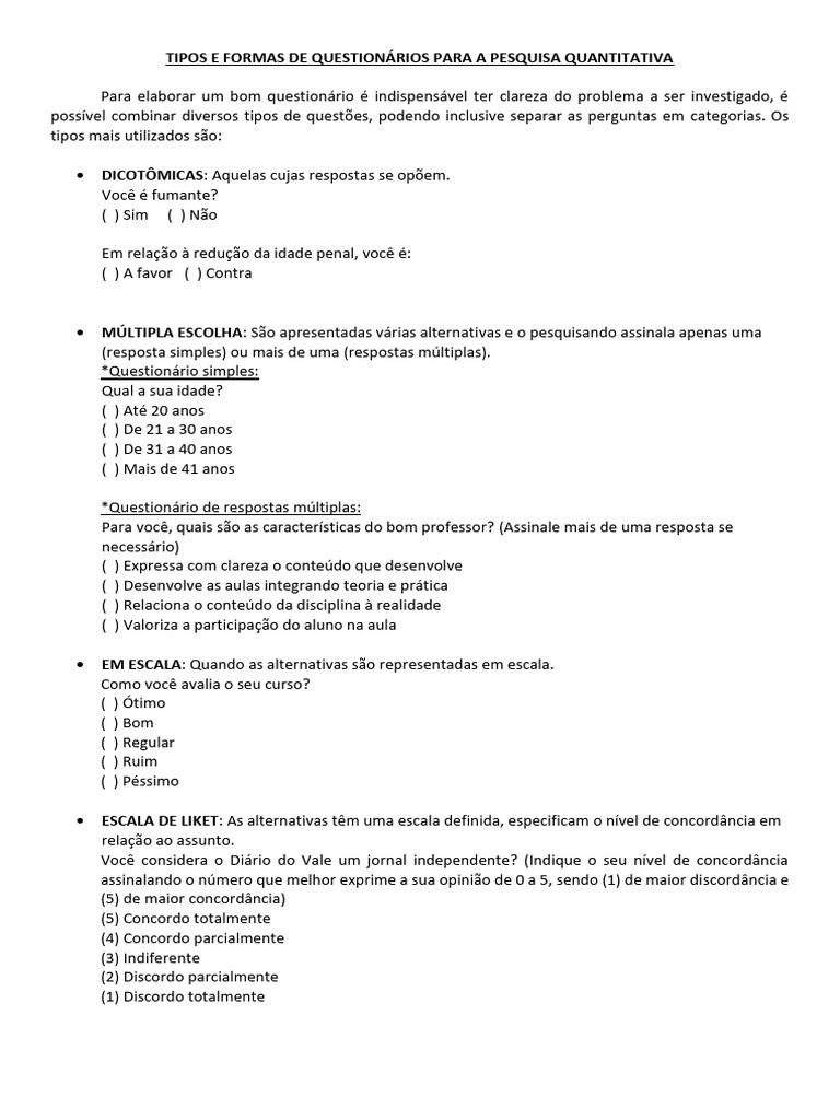 Tipos Questionários Pdf