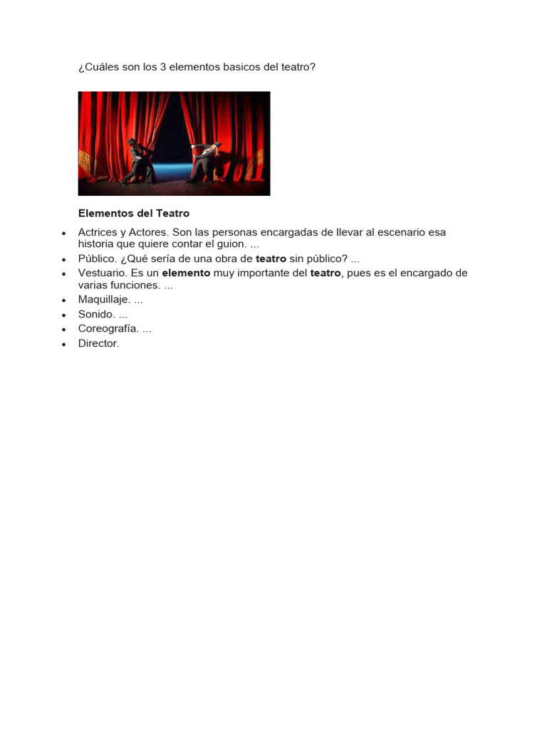 Cu les son los 3 elementos basicos del teatro pdf