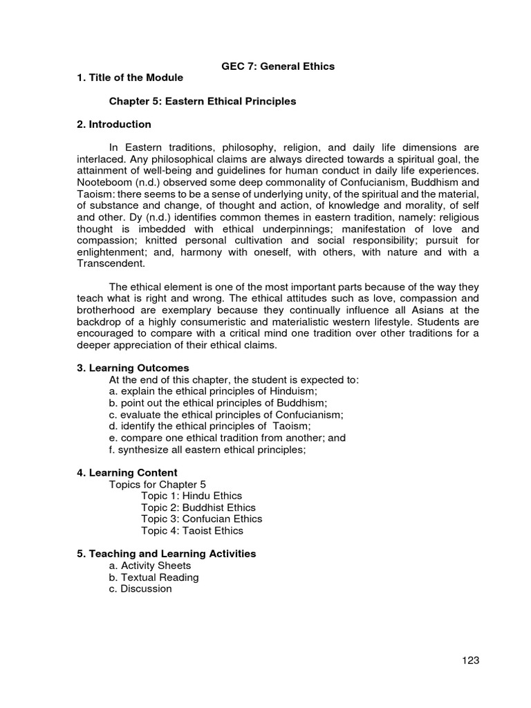 GEC 7 Chap 5 Topic 1 Hindu Ethics | PDF