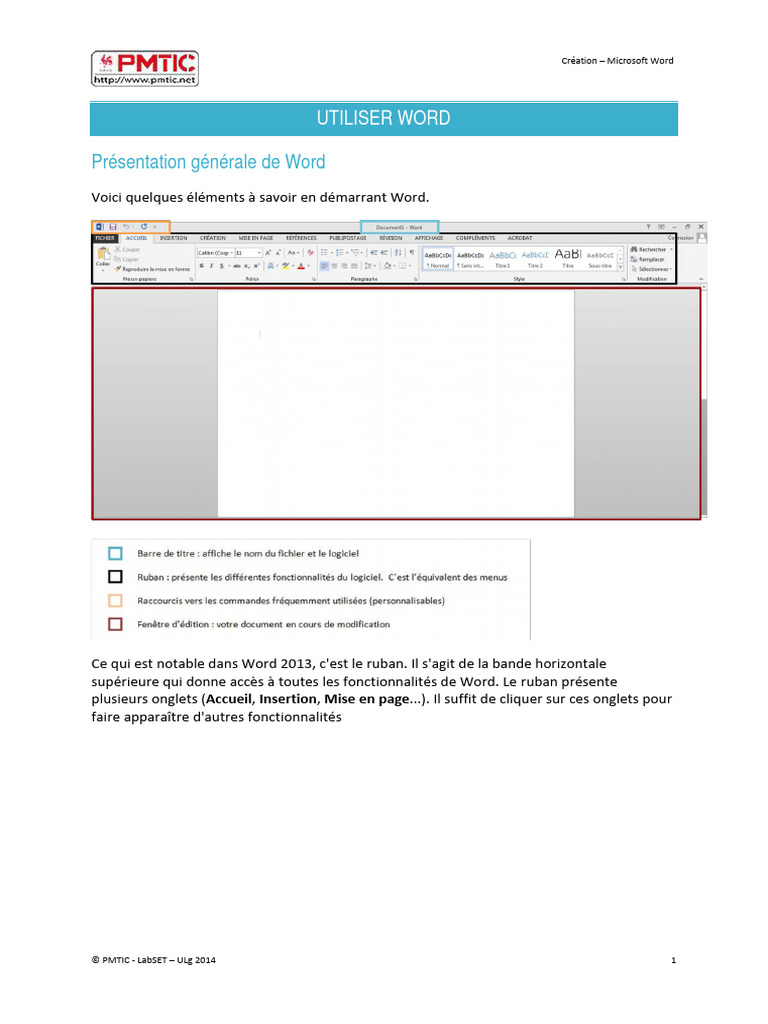 Guide d'utilisation de Microsoft Word | PDF | Microsoft Word | Fichier ...