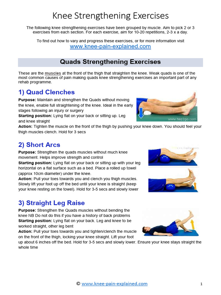 Knee Strengthening Exercises Guide | PDF | Foot | Knee
