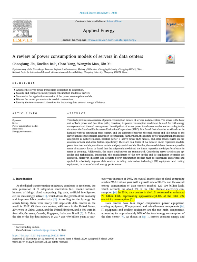 Data Center Power Models Review | PDF | Data Center | Energy Conservation