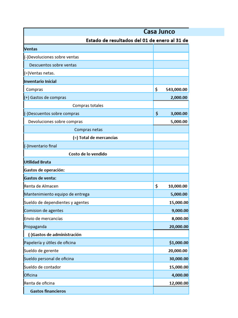 Formato Del E.R | PDF | Estado de resultados | Contabilidad
