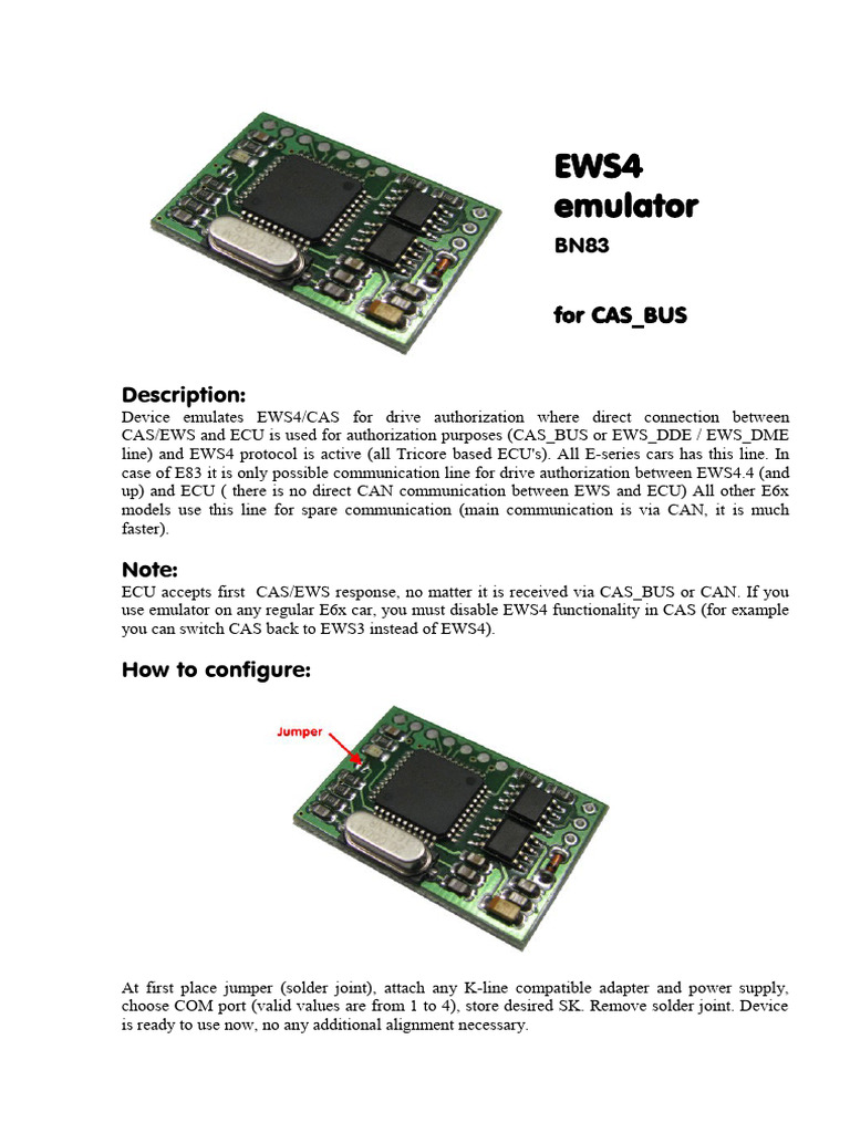 EWS4 Emulator Setup for BMW E-Series | PDF