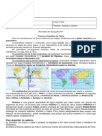 1 Atividade de Geografia - 4º Ano - 7 de Abril