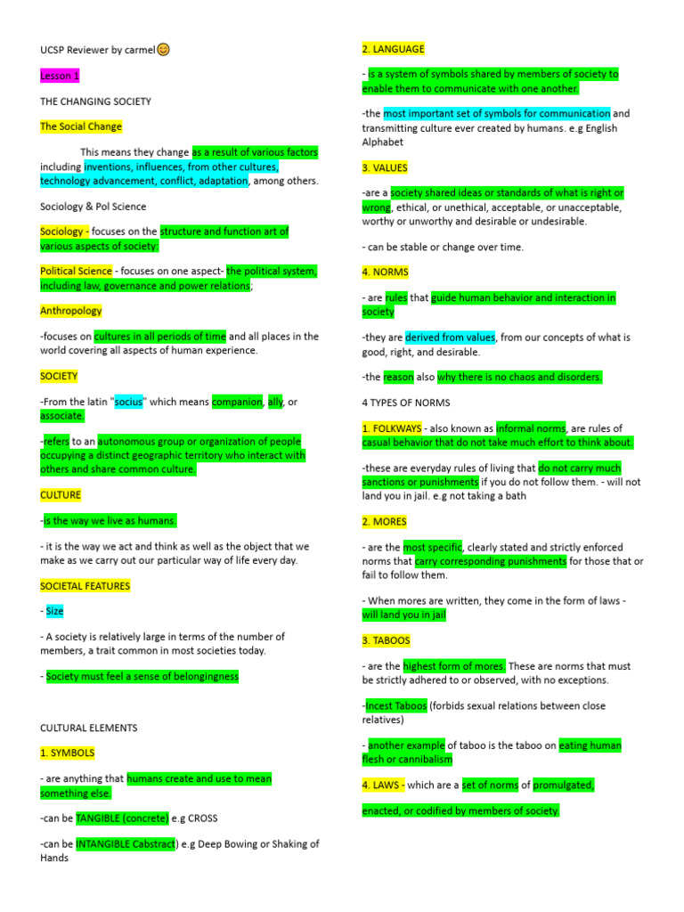 UCSP Reviewer by Carmel? | PDF | Social Science