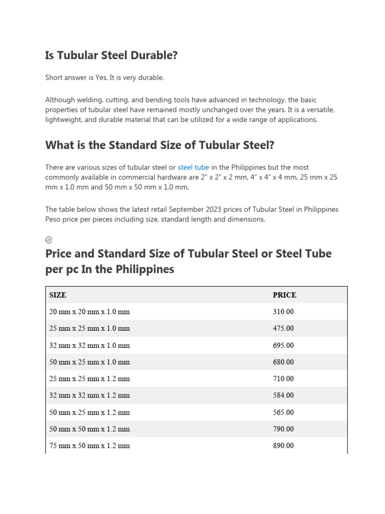 Metal Bar Prices PDF