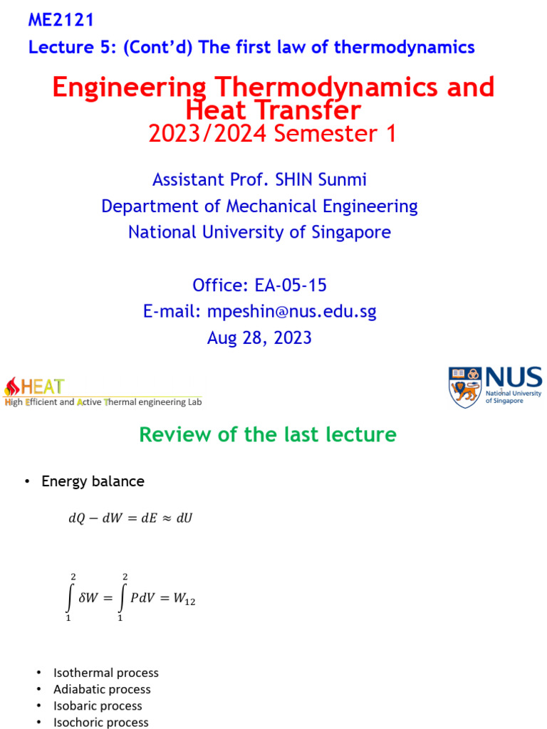 First Law of Thermodynamics Overview | PDF | Heat | Gases