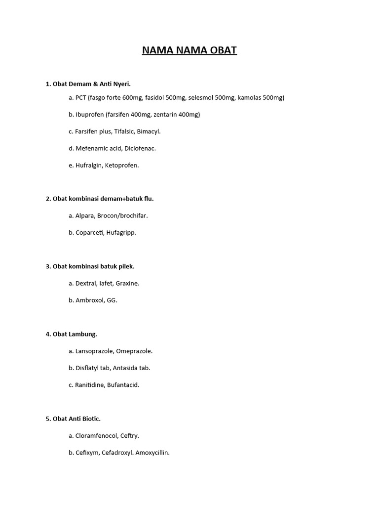Nama Nama Obat | PDF