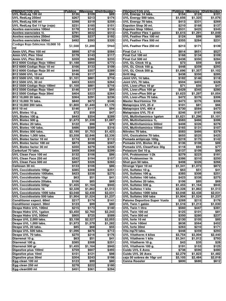 Lista de Precios Octubre PDF