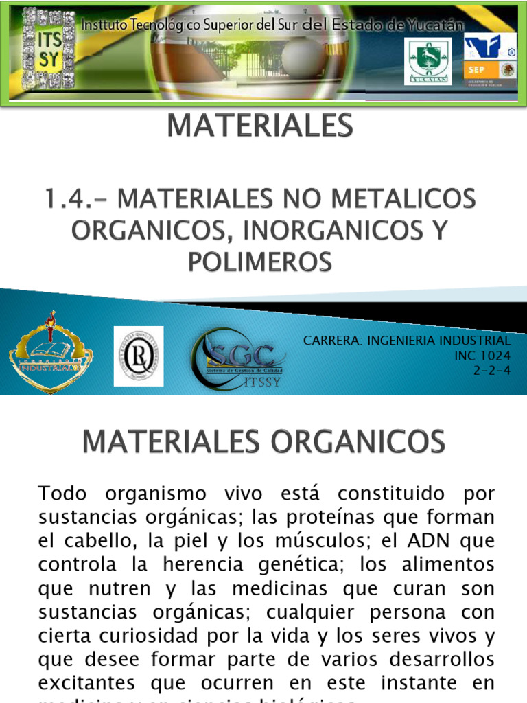 Materiales Organicos e Inorganicos | PDF