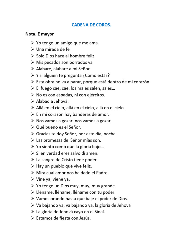 Cadena De Coros 1 Pdf