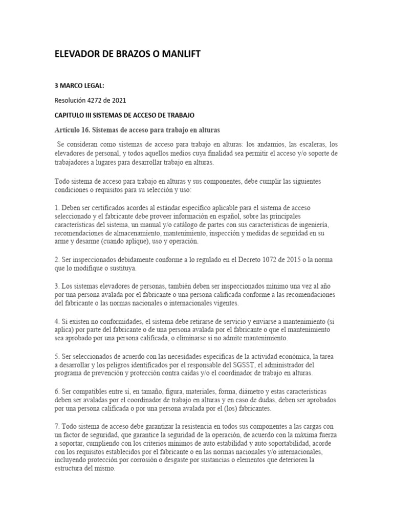 Elevador de Brazos o Manlift | PDF
