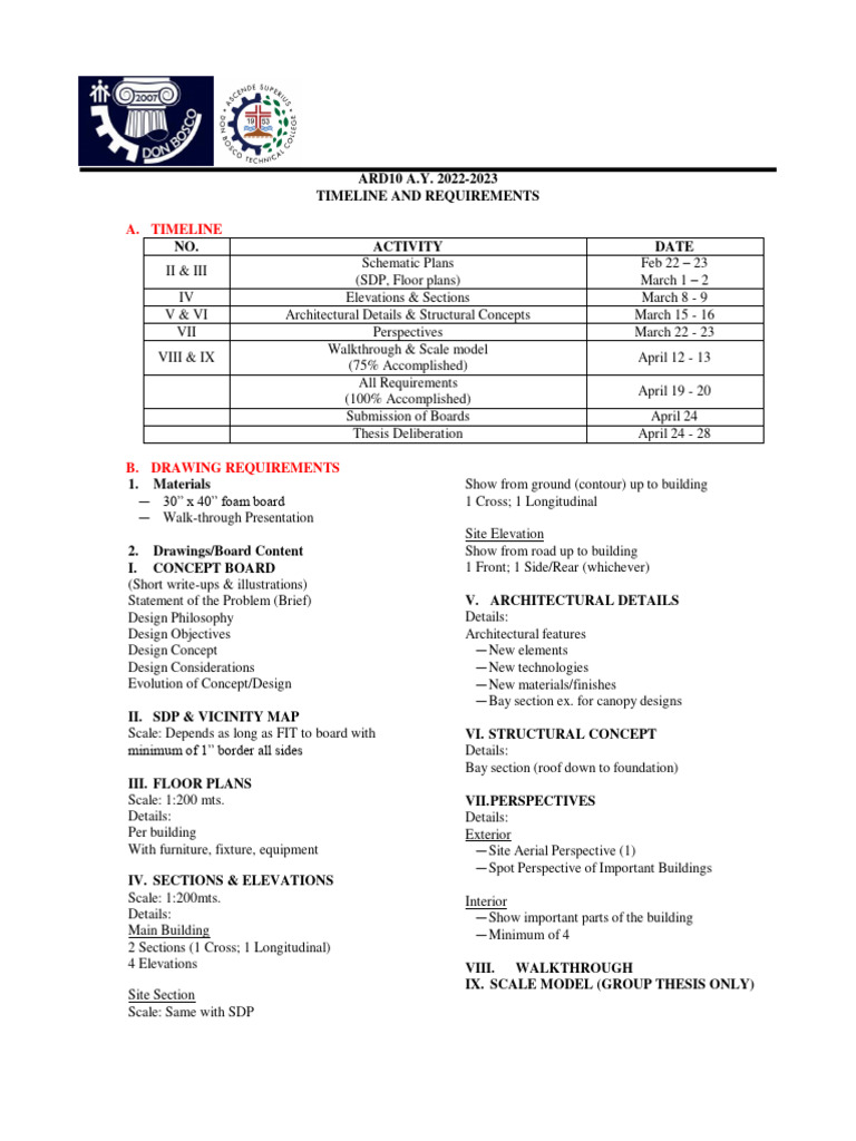 ARD10 Thesis Timeline & Requirements | PDF