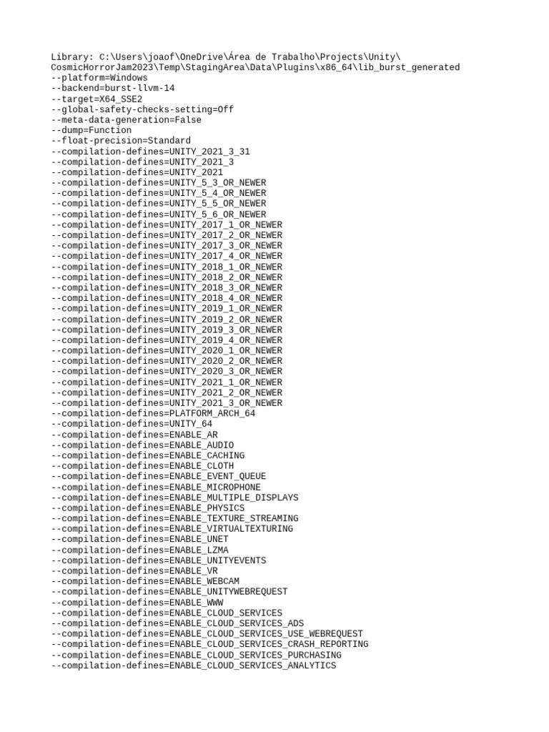 Lib burst generated pdf unity game engine software development