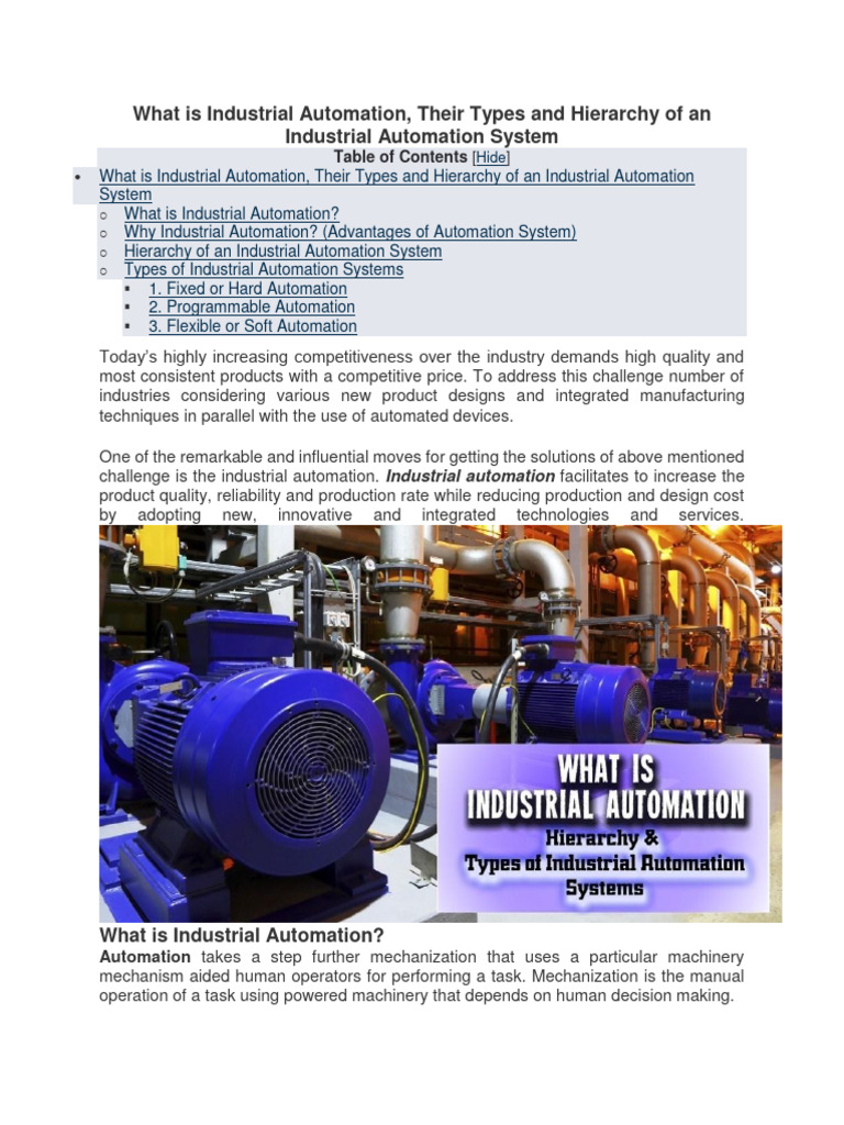 Industrial Automation Overview | PDF | Automation | Programmable Logic ...