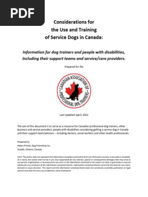 Draft Report on Service Dogs in Canada