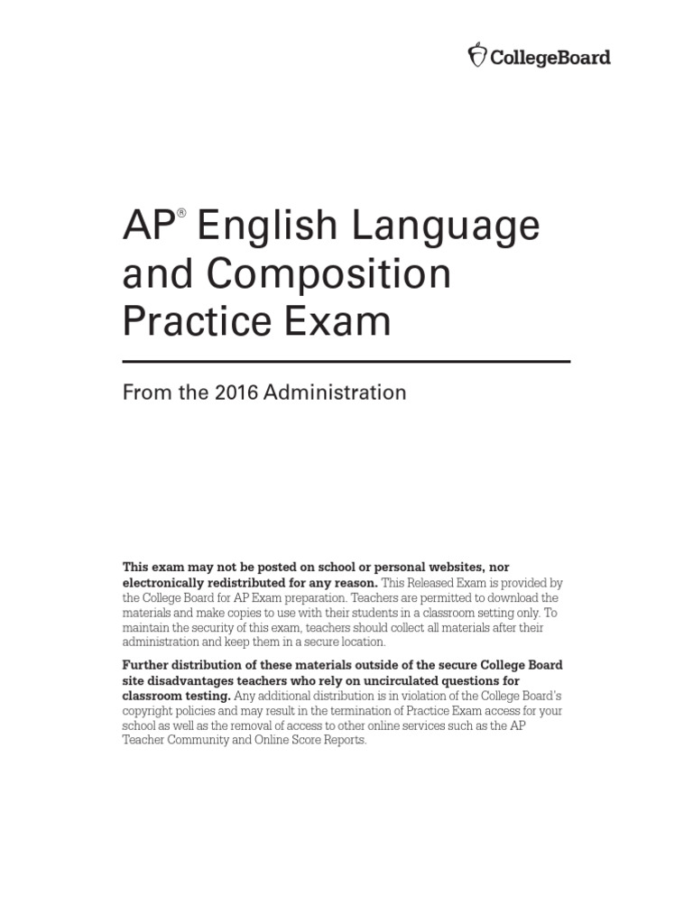 ap english language and composition practice exam essay