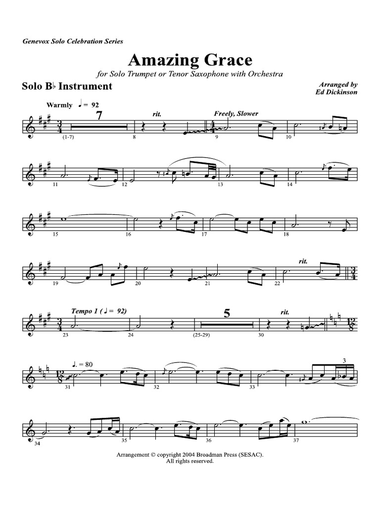 Amazing Grace Trumpet | PDF