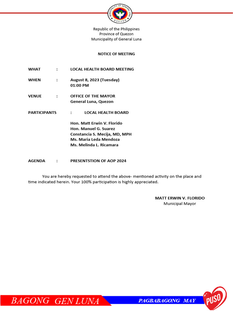 Local Health Board Meeting Notice | PDF