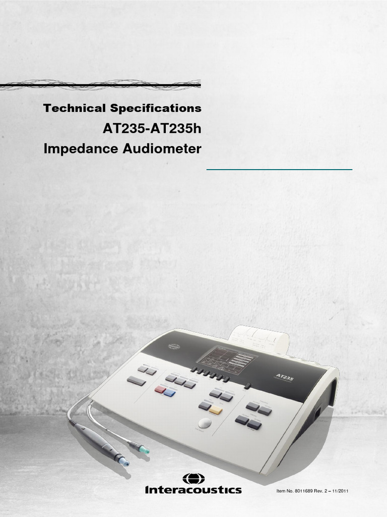 Technical Specifications AT235-AT235h Impedance Audiometer | PDF