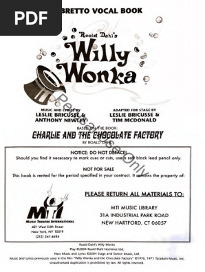 Willy Wonka Libretto Vocal Book Perusal 2
