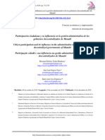 Participación Ciudadana y Su Influencia en La Gestión Administrativa de Los Gobiernos Descentralizados de Manabí