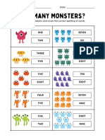 How Many Monsters Math Worksheet in Colorful Playful Style