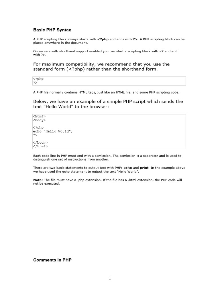 Basic PHP Syntax | Download Free PDF | Php | Control Flow