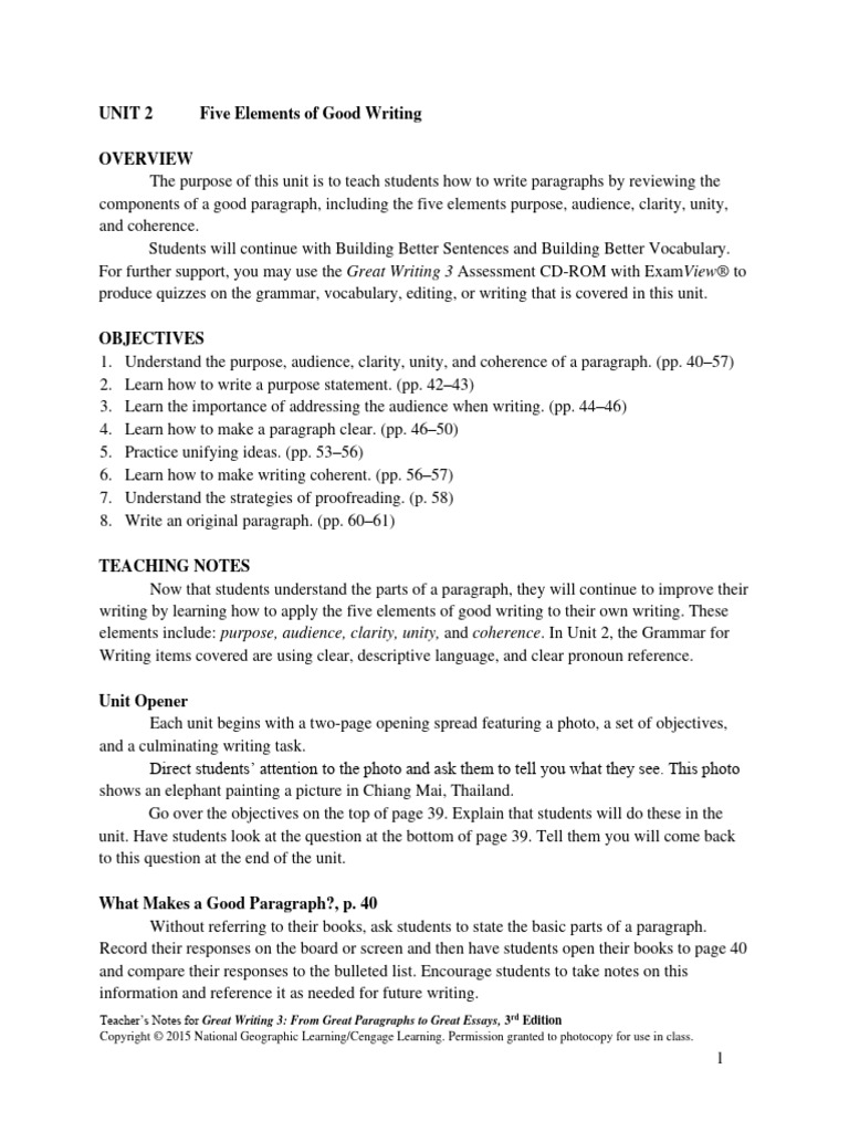Great Writing 3 Teacher's Notes Unit 2 PDF
