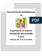 Fichas de Aplicación Del Proyecto de Aprendizaje 'Organizando Mi Espacio' - 5 Años