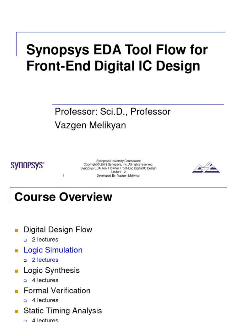 Synopsys Eda Tool Flow Front-End Digital Ic Design Lecture 2 | PDF ...