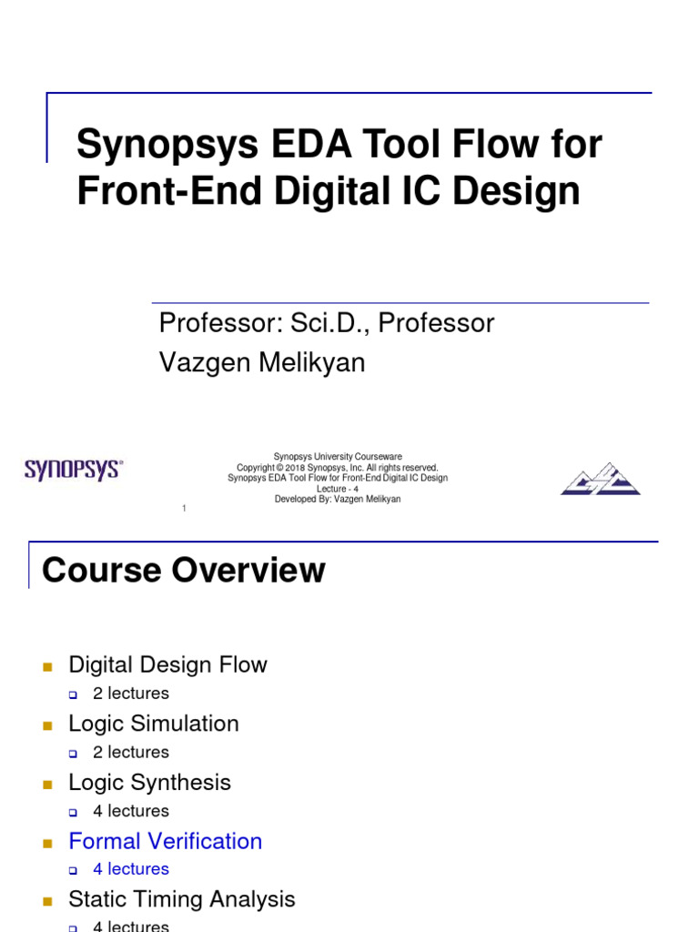 Synopsys Eda Tool Flow Front-End Digital Ic Design Lecture 4 | PDF ...
