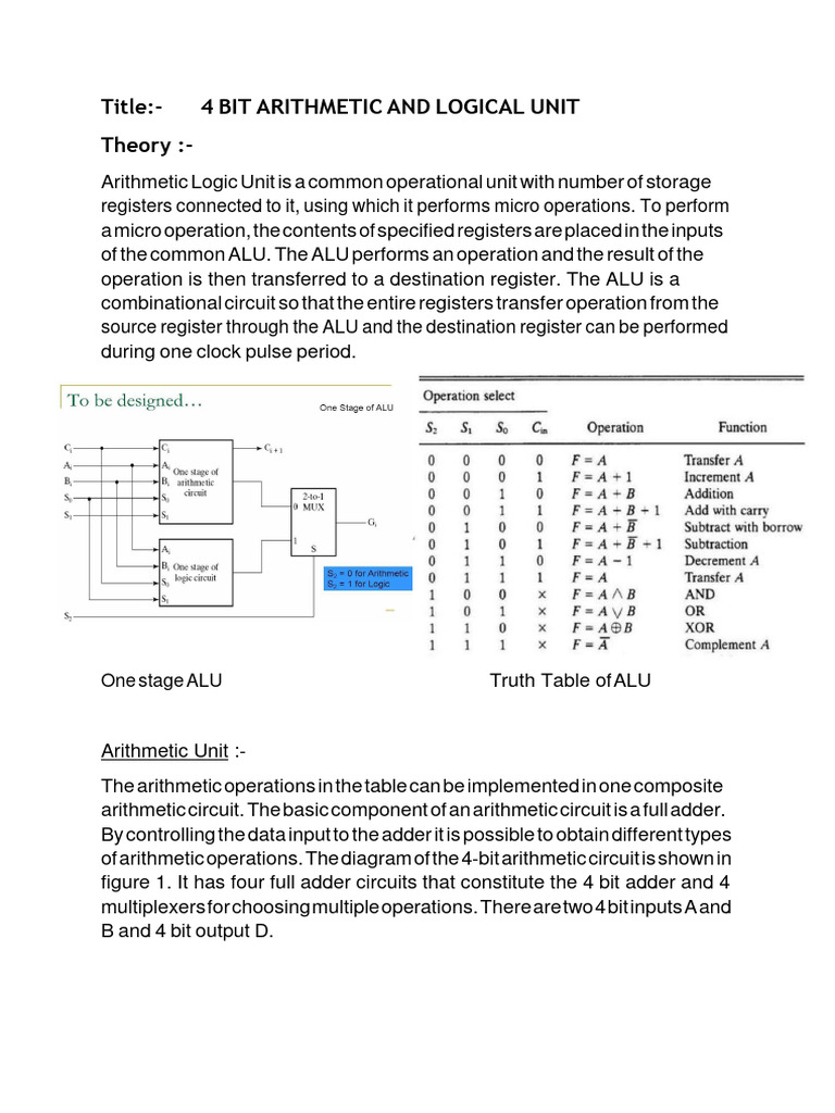 4 Bit ALU | PDF