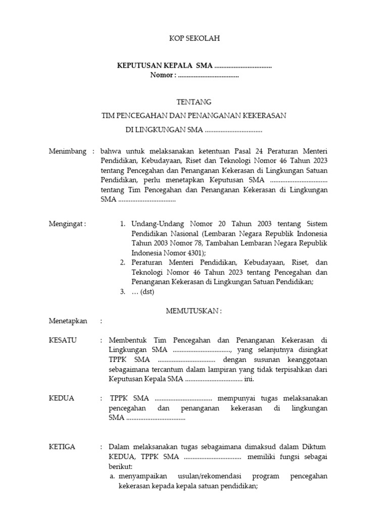 Contoh SK TPPK | PDF