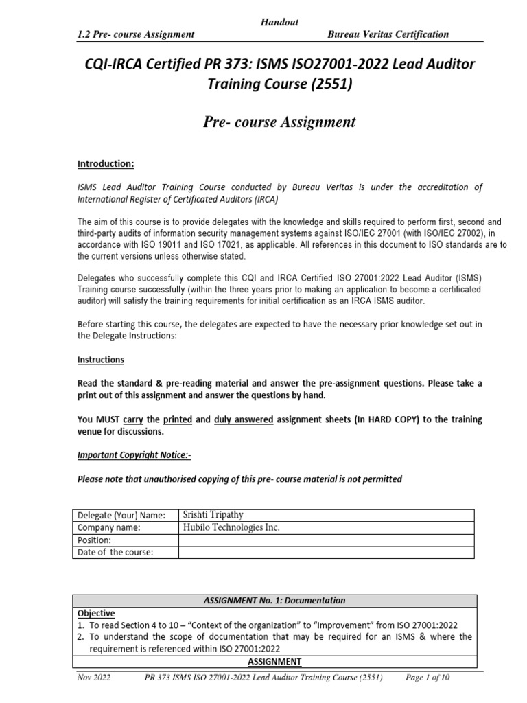 1.2 Precourse Assignment-Understanding ISO 27001 | PDF