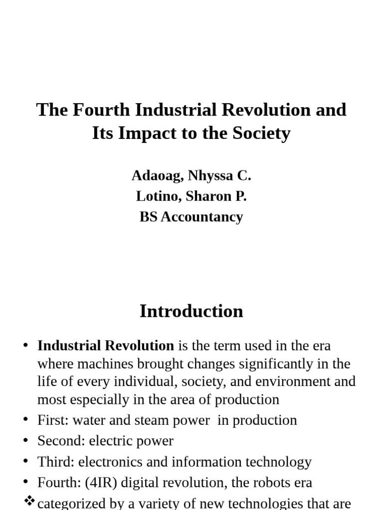 The Fourth Industrial Revolution And Its Impact To Pdf Industrial