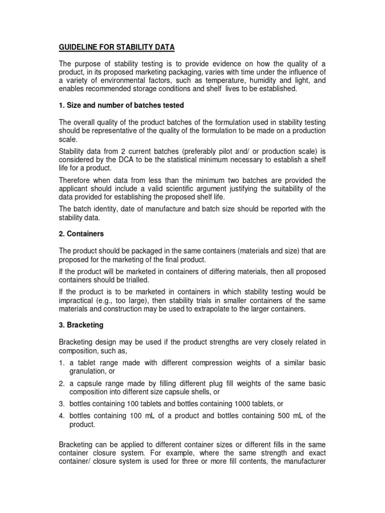 Guideline For Stability Data PDF Pharmaceutical Formulation Shelf