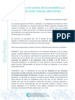 Manifiesto en Contra de La Amnistía y A Favor de Unas Nuevas Elecciones