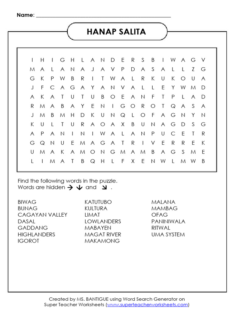 Hanap salita gaddang pdf word search linguistics