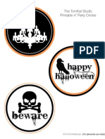 Printable Spooky Halloween 4in Circles - Tomkat Studio