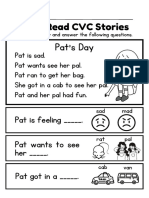 Short A #2 CVC Stories Reading Comprehension English Worksheet