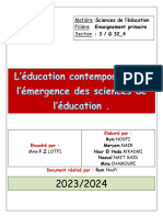 L'Éducation Contemporaine Et L'émergence Des Sciences de L'éducation - PDF