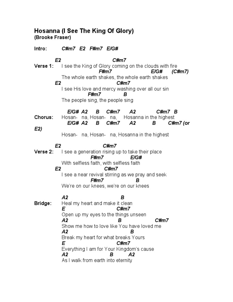 Hosanna (I See the King of Glory) (E)