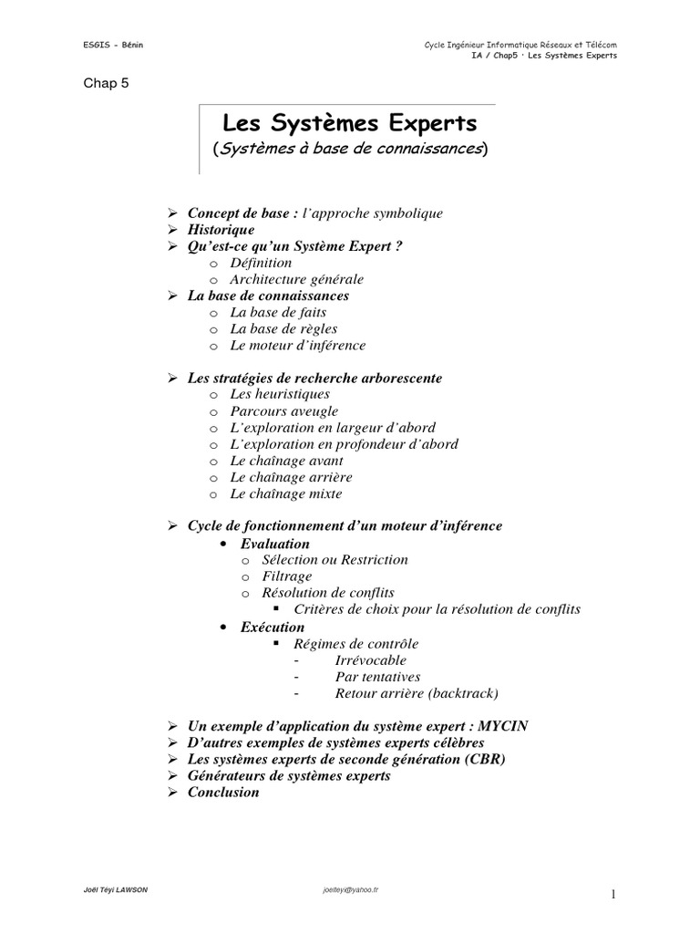 Chap5_Systemes_Experts | PDF