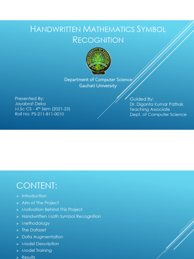 Handwritten Mathematics Symbol Recognition Final Project Presentation ...